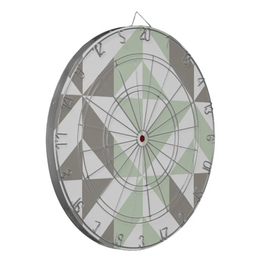 Sage Green en Silver Geometric ZigZag Dartbord (Voorkant Links)