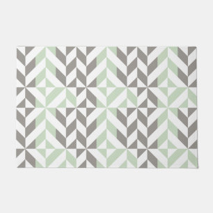 Sage Green en Silver Geometric ZigZag Deurmat