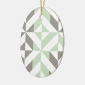Sage Green en Silver Geometric ZigZag Keramisch Ornament (Links)