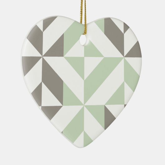 Sage Green en Silver Geometric ZigZag Keramisch Ornament (Rechts)