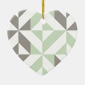 Sage Green en Silver Geometric ZigZag Keramisch Ornament (Voorkant)