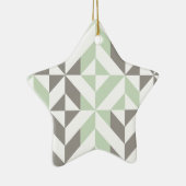 Sage Green en Silver Geometric ZigZag Keramisch Ornament (Rechts)