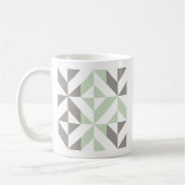 Sage Green en Silver Geometric ZigZag Koffiemok (Links)