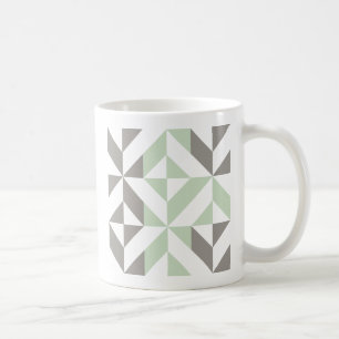 Sage Green en Silver Geometric ZigZag Koffiemok