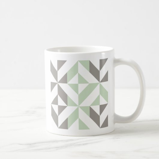 Sage Green en Silver Geometric ZigZag Koffiemok (Rechts)