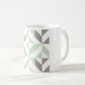 Sage Green en Silver Geometric ZigZag Koffiemok (Voorkant rechts)