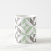 Sage Green en Silver Geometric ZigZag Koffiemok (Center)