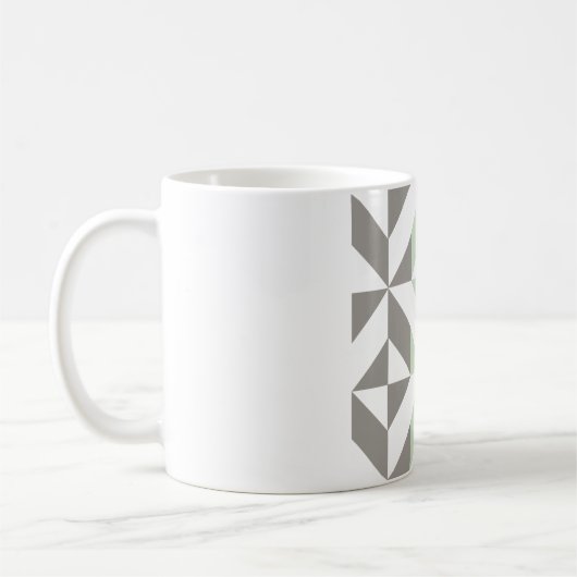 Sage Green en Silver Geometric ZigZag Koffiemok (Links)