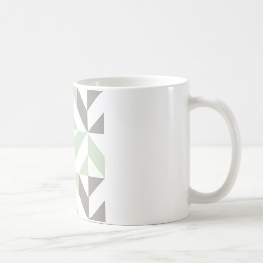 Sage Green en Silver Geometric ZigZag Koffiemok (Rechts)