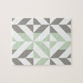 Sage Green en Silver Geometric ZigZag Legpuzzel (Horizontaal)