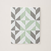 Sage Green en Silver Geometric ZigZag Legpuzzel (Verticaal)