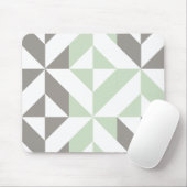 Sage Green en Silver Geometric ZigZag Muismat (Met muis)