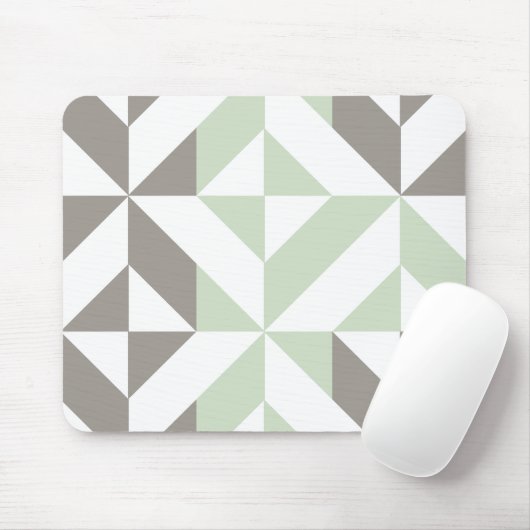 Sage Green en Silver Geometric ZigZag Muismat (Met muis)