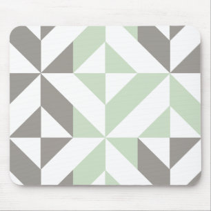 Sage Green en Silver Geometric ZigZag Muismat