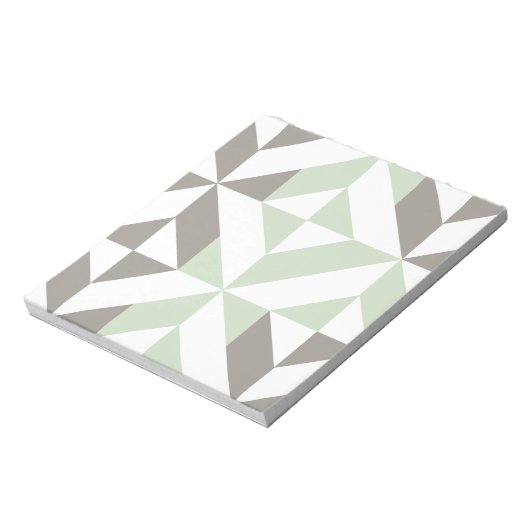 Sage Green en Silver Geometric ZigZag Notitieblok (Linkerzijde)