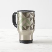 Sage Green en Silver Geometric ZigZag Reisbeker (Voorkant links)