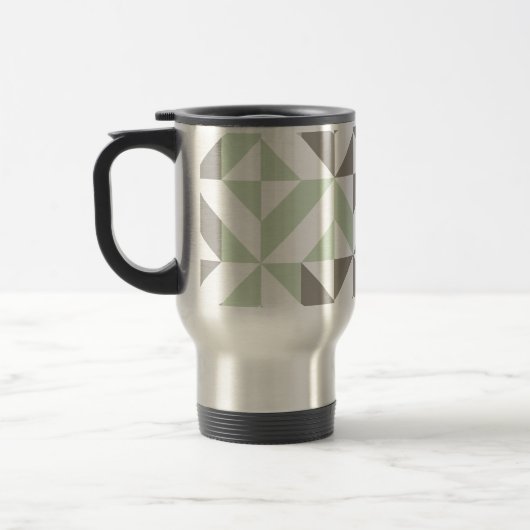 Sage Green en Silver Geometric ZigZag Reisbeker (Links)