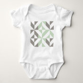 Sage Green en Silver Geometric ZigZag Romper (Voorkant)