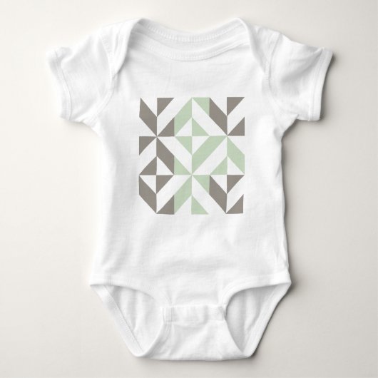 Sage Green en Silver Geometric ZigZag Romper (Voorkant)