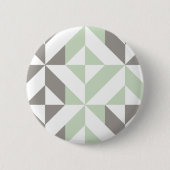 Sage Green en Silver Geometric ZigZag Ronde Button 5,7 Cm (Voorkant)