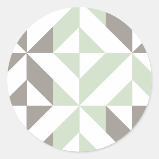 Sage Green en Silver Geometric ZigZag Ronde Sticker (Voorkant)