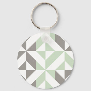 Sage Green en Silver Geometric ZigZag Sleutelhanger