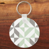 Sage Green en Silver Geometric ZigZag Sleutelhanger (Voorkant)