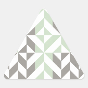 Sage Green en Silver Geometric ZigZag Sticker