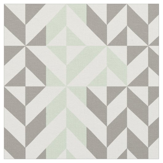 Sage Green en Silver Geometric ZigZag Stof (Close Up)