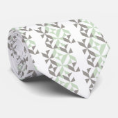 Sage Green en Silver Geometric ZigZag Stropdas (Opgerold)
