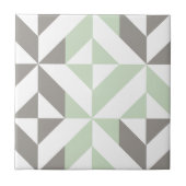 Sage Green en Silver Geometric ZigZag Tegeltje (Voorkant)