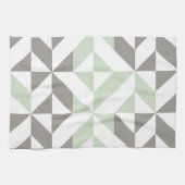 Sage Green en Silver Geometric ZigZag Theedoek (Horizontaal)