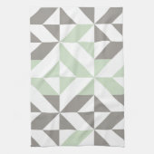 Sage Green en Silver Geometric ZigZag Theedoek (Verticaal)