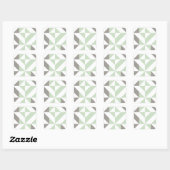 Sage Green en Silver Geometric ZigZag Vierkante Sticker (Vel)