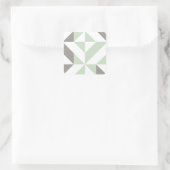Sage Green en Silver Geometric ZigZag Vierkante Sticker (Tas)
