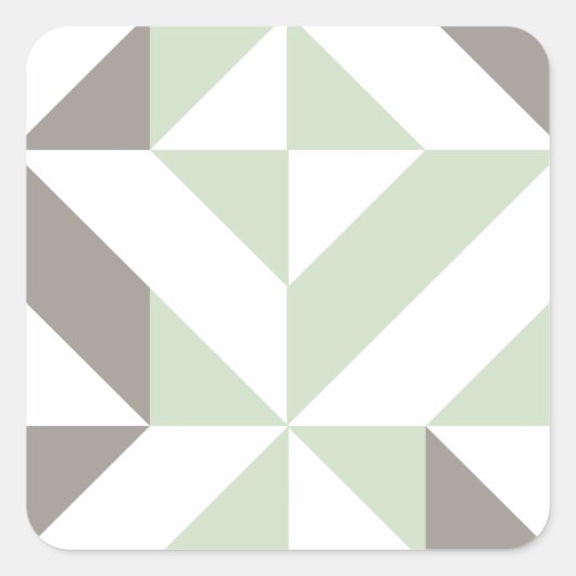 Sage Green en Silver Geometric ZigZag Vierkante Sticker (Voorkant)