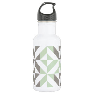 Sage Green en Silver Geometric ZigZag Waterfles