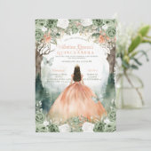 Sage Green en Sinaasappel Quinceañera 15 Anos Flow Kaart (Staand voorkant)