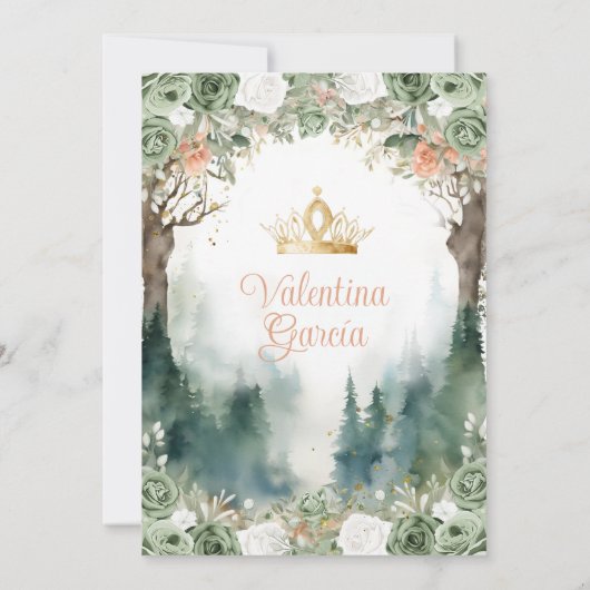 Sage Green en Sinaasappel Quinceañera 15 Anos Flow Kaart (Achterkant)