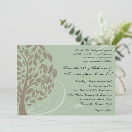 Sage Green en Soft Brown, gestileerde eco-boom Kaart (Staand voorkant)