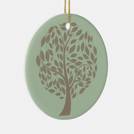 Sage Green en Soft Brown, gestileerde eco-boom Keramisch Ornament (Rechts)