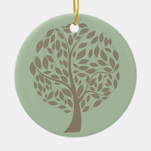 Sage Green en Soft Brown, gestileerde eco-boom Keramisch Ornament (Voorkant)