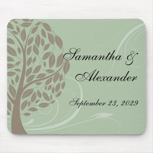 Sage Green en Soft Brown, gestileerde eco-boom Muismat (Voorkant)