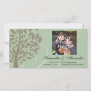 Sage Green en Soft Brown, gestileerde eco-boom Save The Date