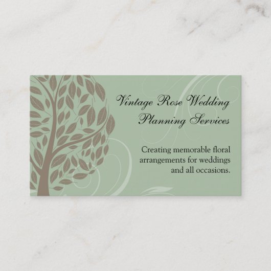 Sage Green en Soft Brown, gestileerde eco-boom Visitekaartje (Voorkant)