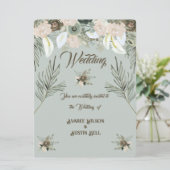 Sage Green en Vanilla Cream Wedding Kaart (Staand voorkant)