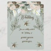 Sage Green en Vanilla Cream Wedding Kaart (Voorkant / Achterkant)