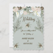 Sage Green en Vanilla Cream Wedding Kaart (Voorkant)