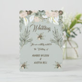 Sage Green en Vanilla Cream Wedding Kaart (Staand voorkant)