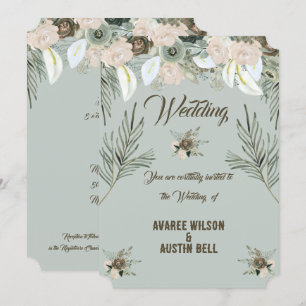 Sage Green en Vanilla Cream Wedding Kaart